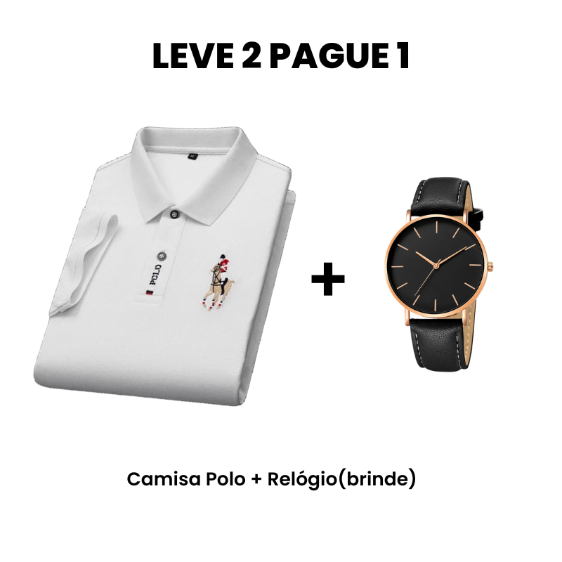 Leve 2 Pague 1 - Camisa Polo Masculina Portuga + Relógio(brinde)