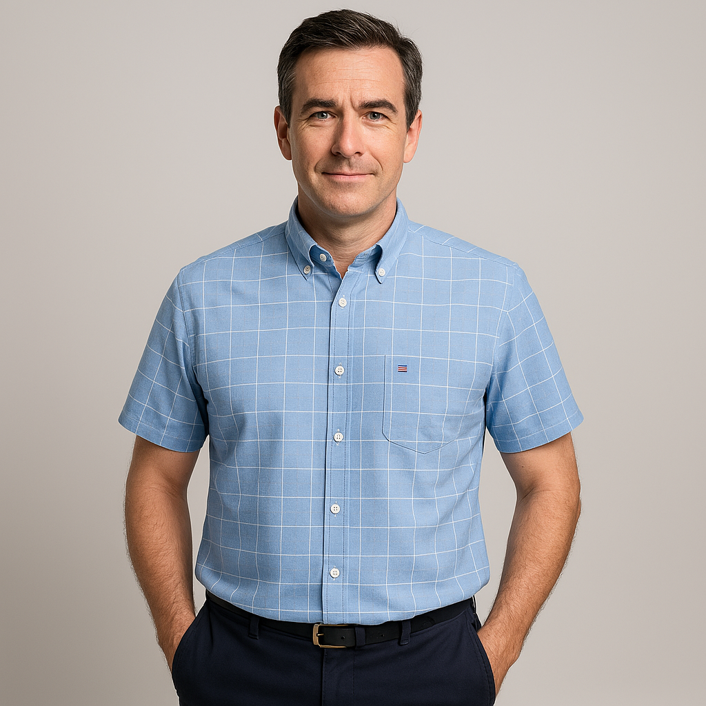 Camisa Masculina Xadrez Manga Curta