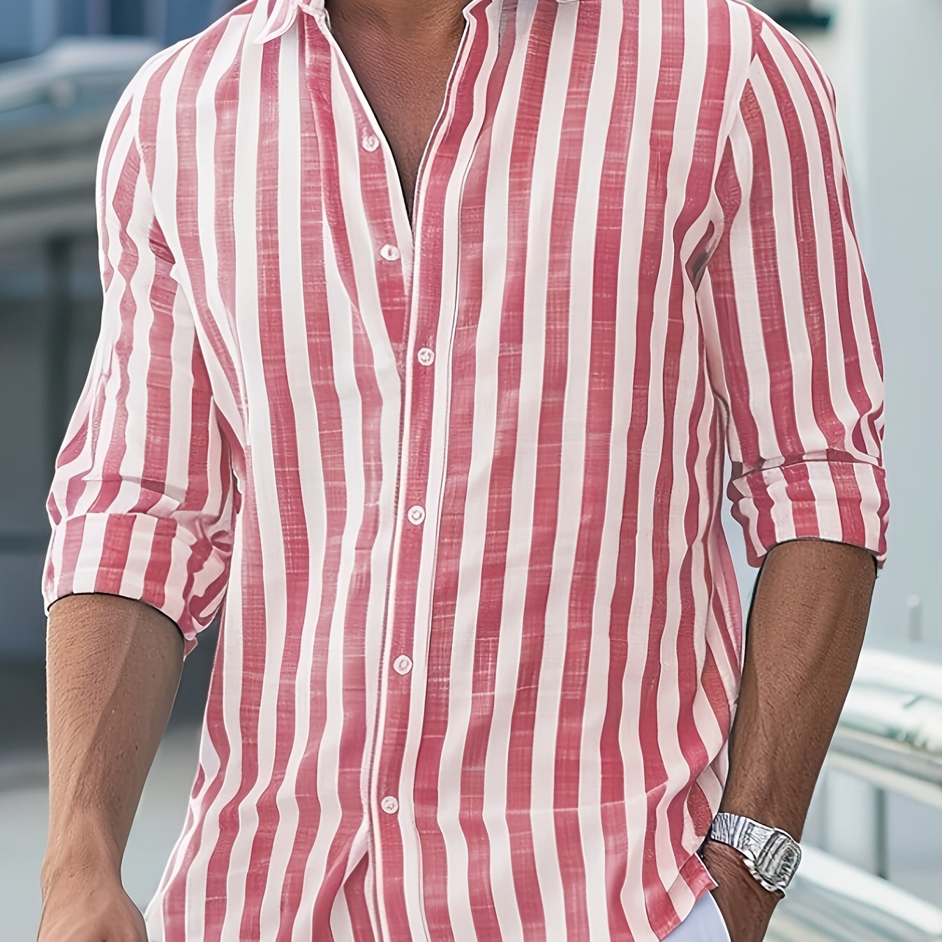Camisa de Linho Masculina Listrada