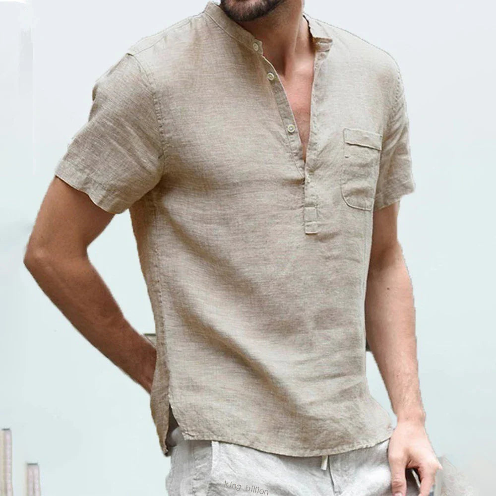 Camisa de Linho Masculina Manga Curta