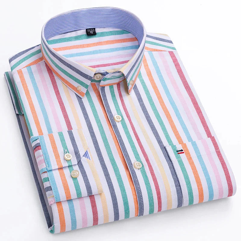 Camisa Masculina Listrada Color Manga Longa